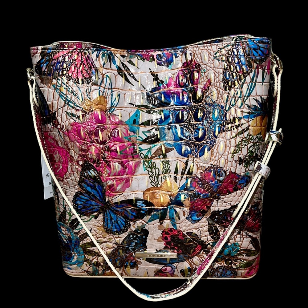 NWT Brahmin CELINA Bucket Bag, Mariposa, Florals and Butterflies